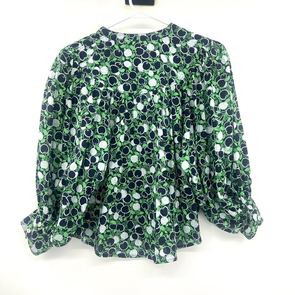 Maeve by Anthropologie Whimsy Button Down Green Black Blouse Women's XS - Picture 4 of 4